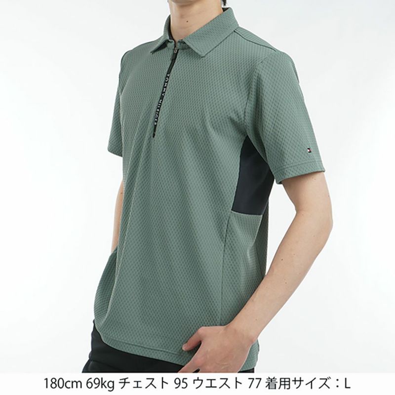 トミー ヒルフィガー ゴルフ Tommy Hilfiger Golf メンズ メンズ リンクスジャガード 半袖ハーフジップシャツ THMA536 詳細5