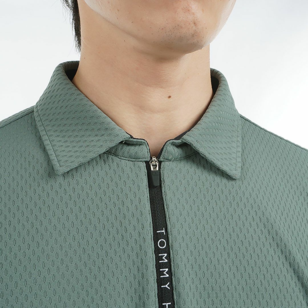 トミー ヒルフィガー ゴルフ Tommy Hilfiger Golf メンズ メンズ リンクスジャガード 半袖ハーフジップシャツ THMA536 詳細11