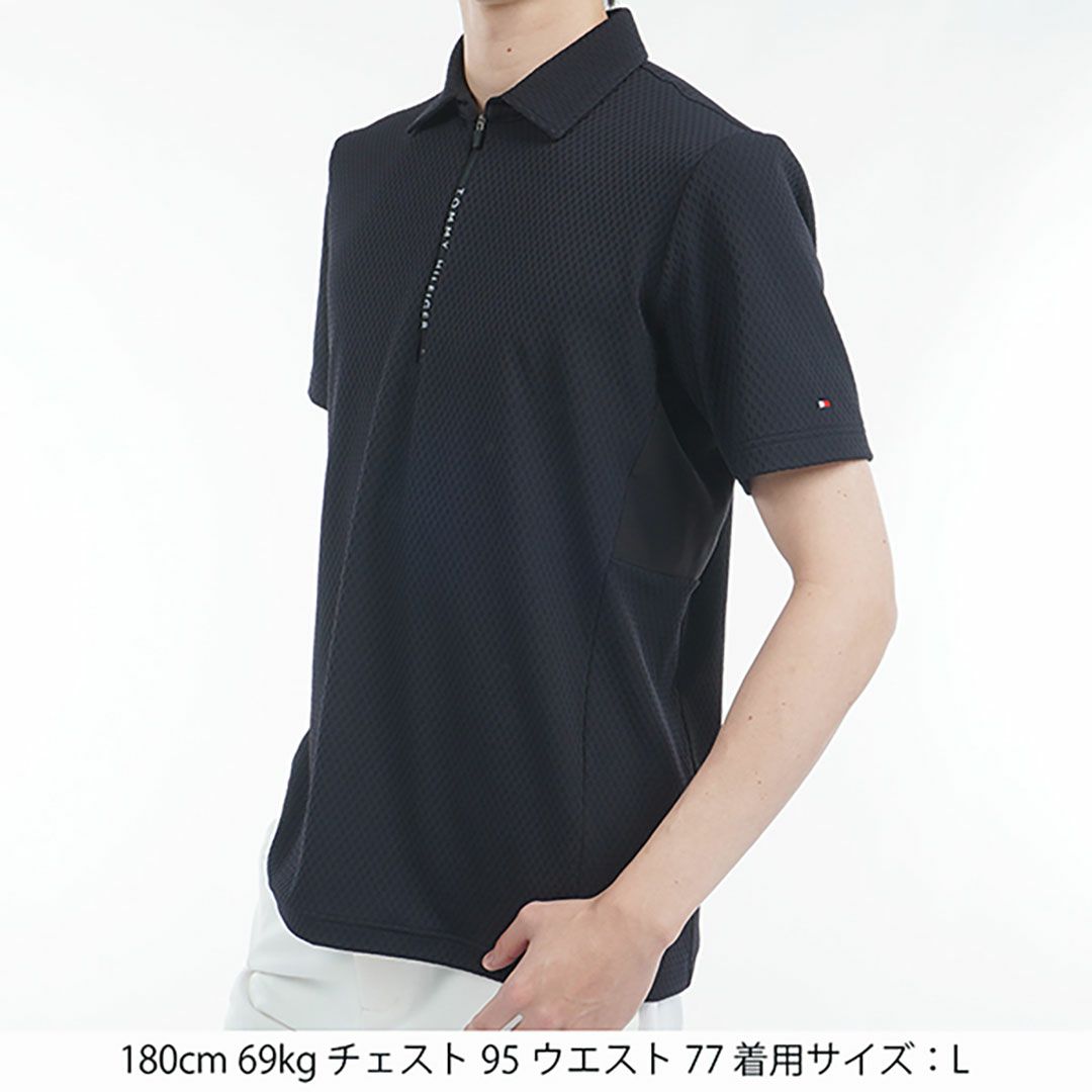 トミー ヒルフィガー ゴルフ Tommy Hilfiger Golf メンズ メンズ リンクスジャガード 半袖ハーフジップシャツ THMA536 詳細15
