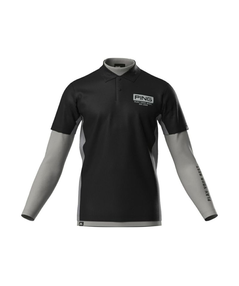 PINGAPPAREL メンズ シャツ　レイヤードシャツ ブラック