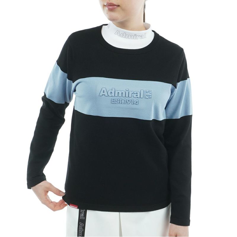 [アドミラル ゴルフ]レディース マシュマロタッチ クルーネックライトニット　ブラック