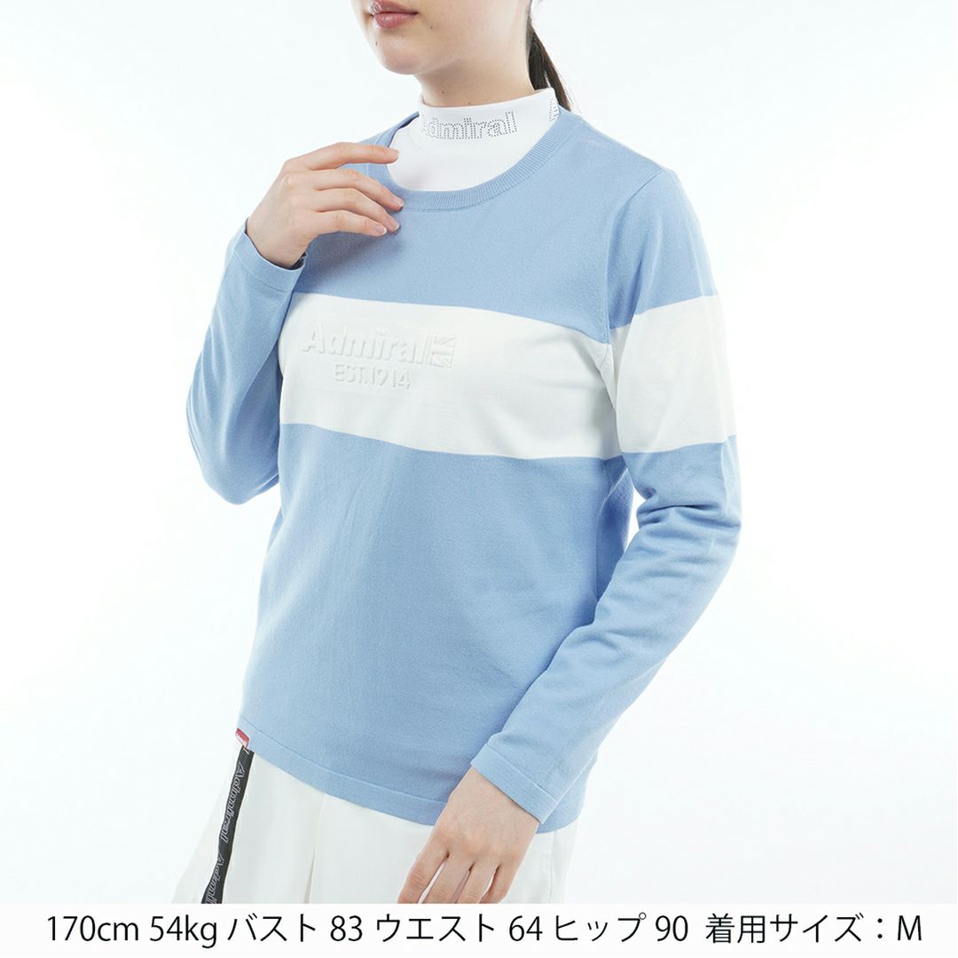 [アドミラル ゴルフ]レディース マシュマロタッチ クルーネックライトニット　アイスブルー