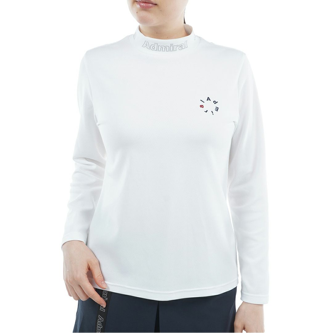 [アドミラル ゴルフ]レディース カラタッチ 長袖モックネックシャツ　ホワイト