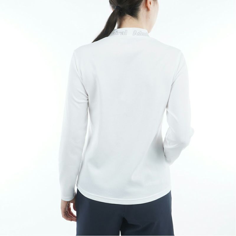 [アドミラル ゴルフ]レディース カラタッチ 長袖モックネックシャツ　ホワイト