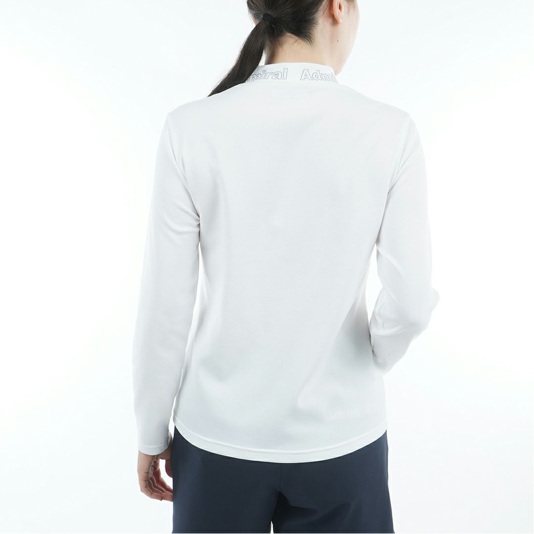 [アドミラル ゴルフ]レディース カラタッチ 長袖モックネックシャツ　ホワイト