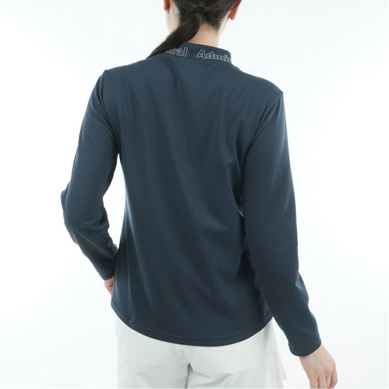 [アドミラル ゴルフ]レディース カラタッチ 長袖モックネックシャツ　ネイビー
