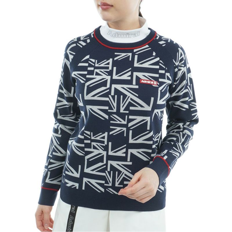 [アドミラル ゴルフ]レディース UJ クルーネックセーター　ネイビー