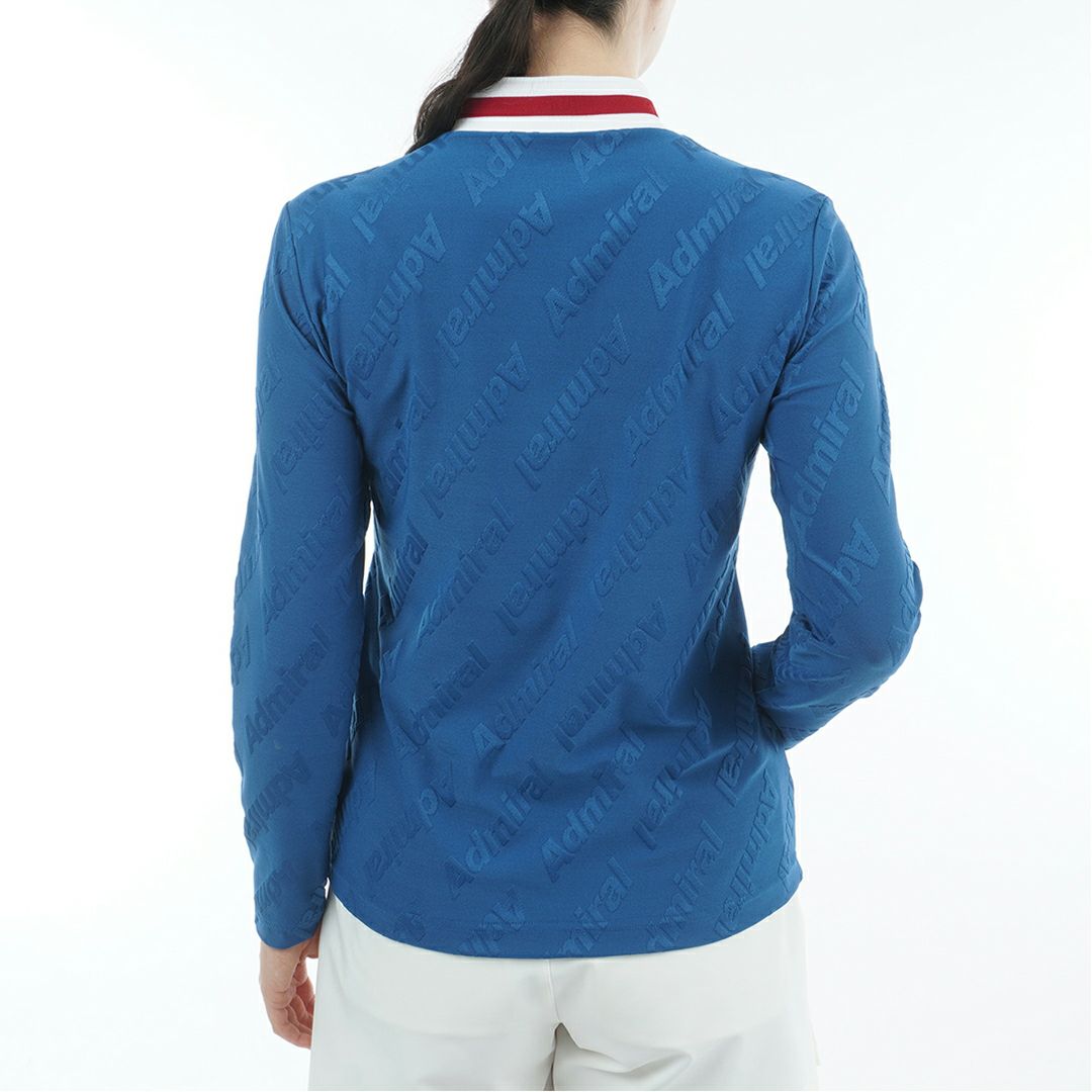 [アドミラル ゴルフ]レディース ロゴストレッチ ジャガードモックネックシャツ　ディープブルー