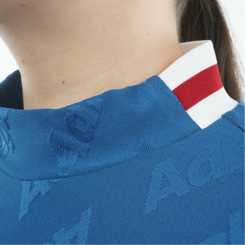 [アドミラル ゴルフ]レディース ロゴストレッチ ジャガードモックネックシャツ　ディープブルー