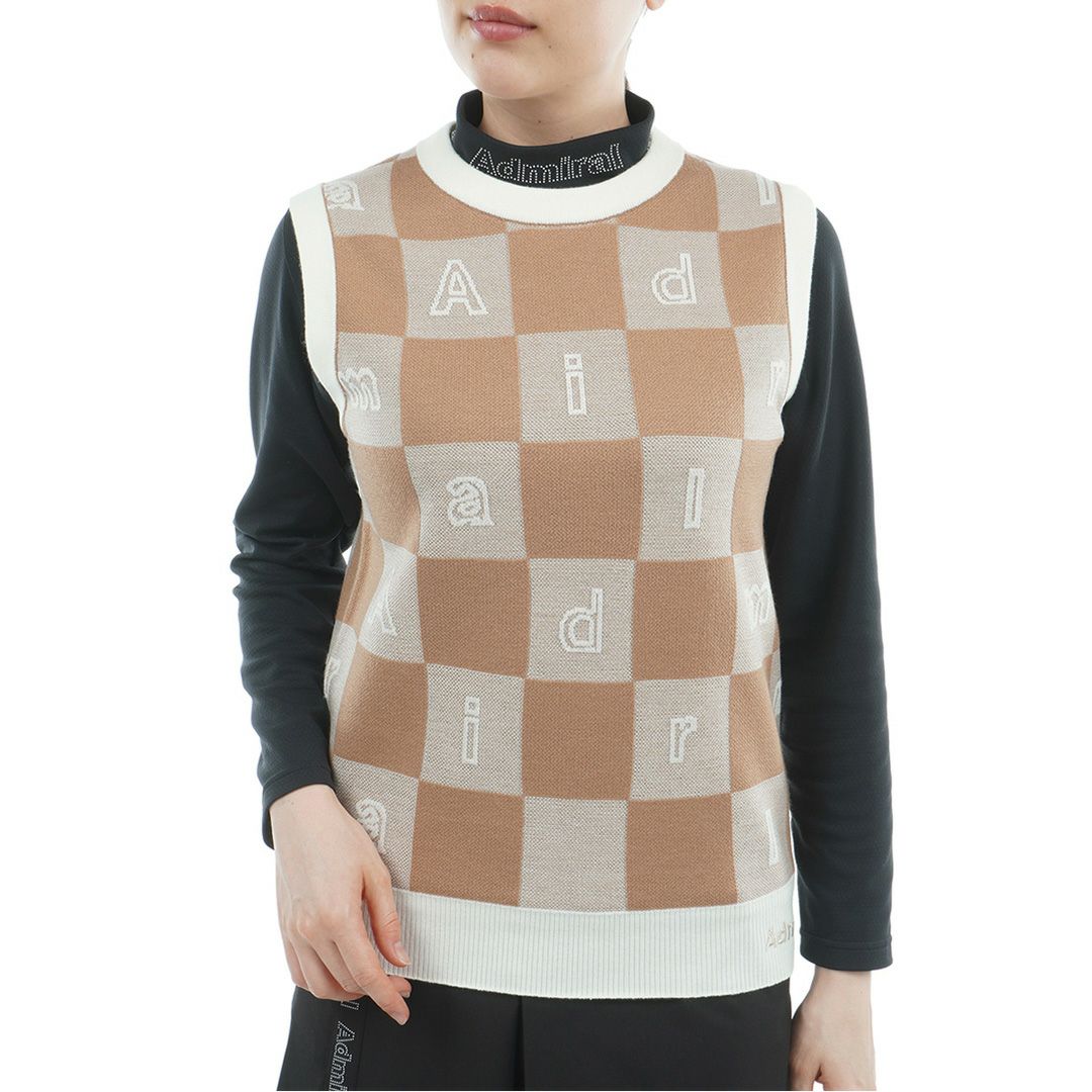 アドミラル ゴルフ Admiral GOLF レディース レディース モノグラムジャカード　ライトクルーニットベスト ADLA561 詳細1