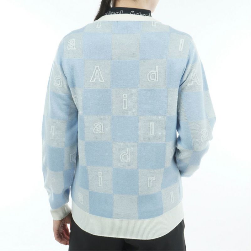 [アドミラル ゴルフ]レディース モノグラムジャカード　ライトクルーニット　アイスブルー