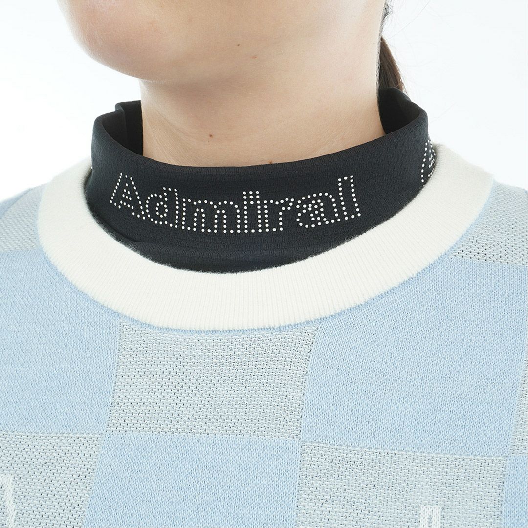 [アドミラル ゴルフ]レディース モノグラムジャカード　ライトクルーニット　アイスブルー