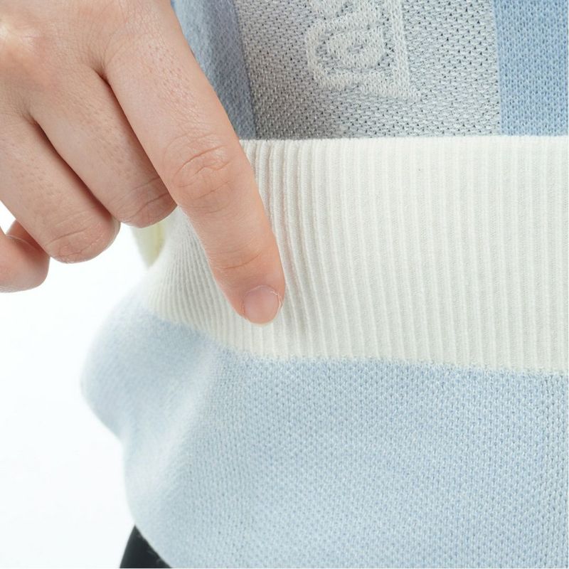 [アドミラル ゴルフ]レディース モノグラムジャカード　ライトクルーニット　アイスブルー