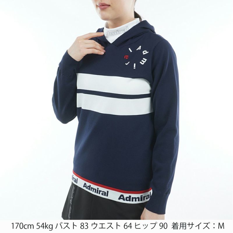 [アドミラル ゴルフ]レディース ホカタッチ 軽量フーディーニット　ネイビー