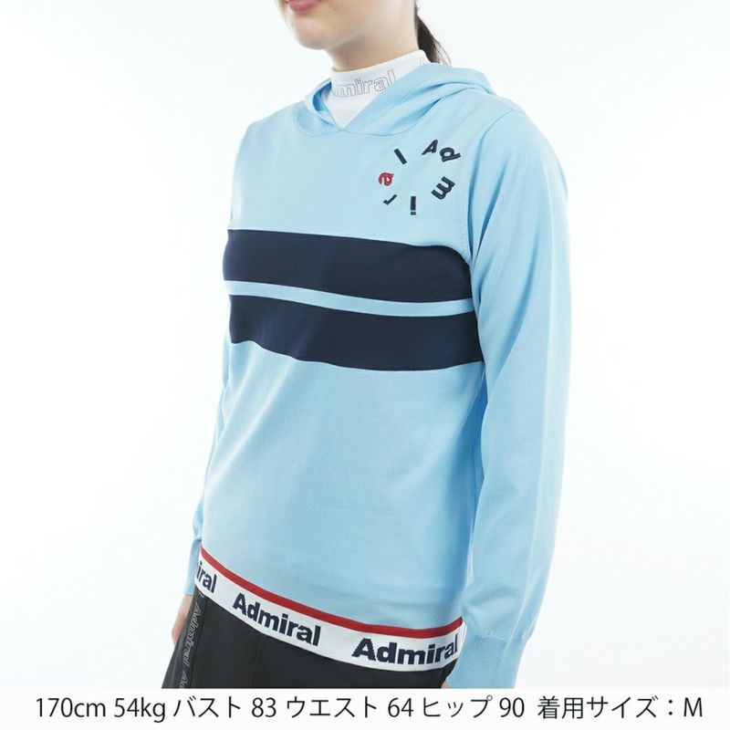 [アドミラル ゴルフ]レディース ホカタッチ 軽量フーディーニット　アイスブルー