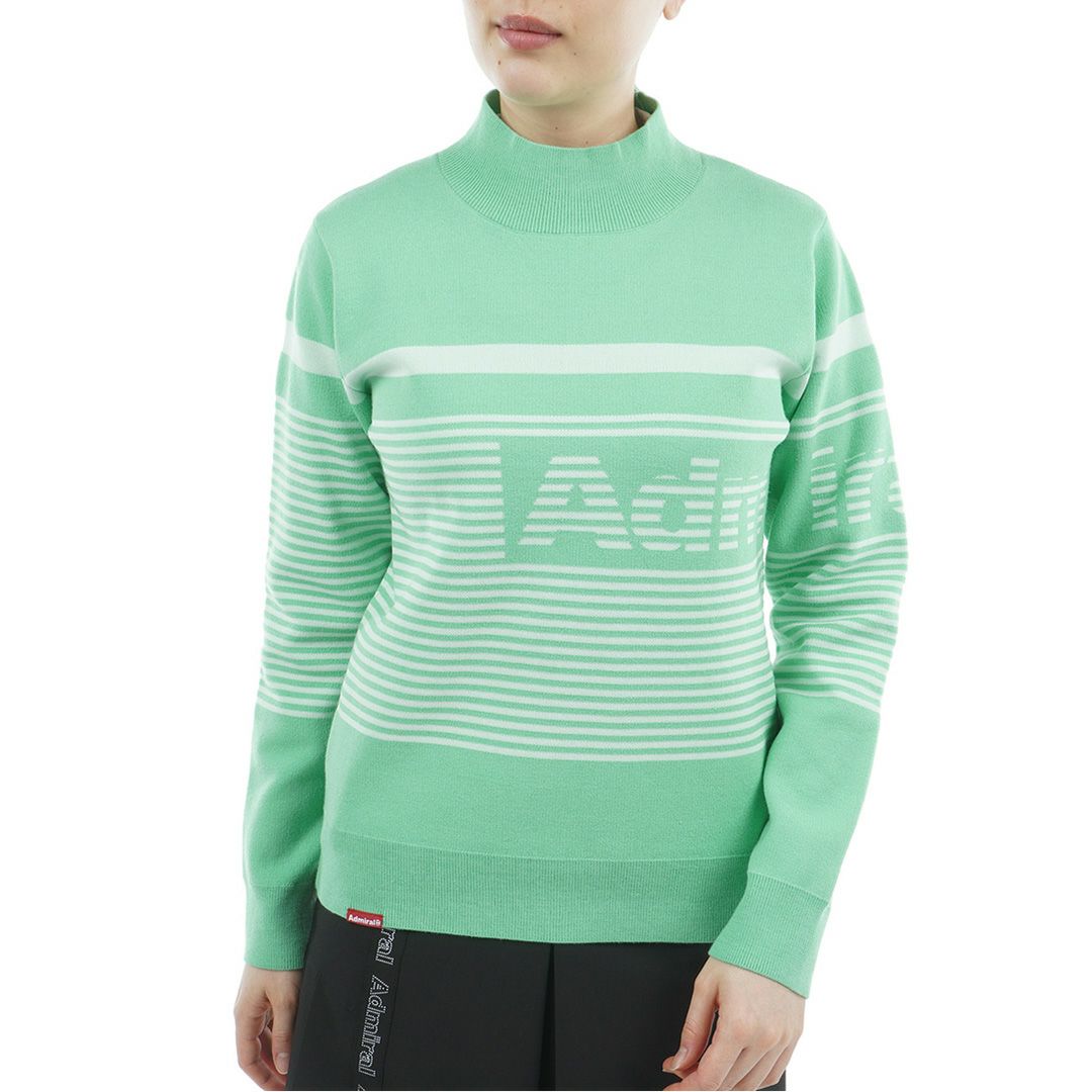 [アドミラル ゴルフ]レディース パネルBD ボトルネックセーター　ミントグリーン
