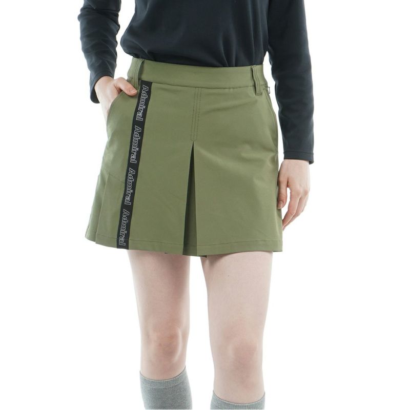 [アドミラル ゴルフ]レディース 4WAYストレッチ ボックスプリーツキュロット　カーキ