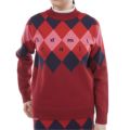 [アドミラル ゴルフ]レディース アーガイル ボトルネックセーター　ボルドー