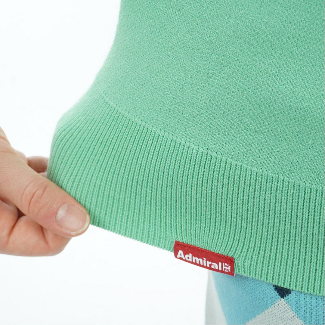 [アドミラル ゴルフ]レディース アーガイル ボトルネックセーター　ミントグリーン