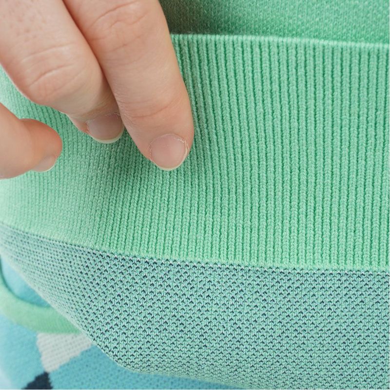 [アドミラル ゴルフ]レディース アーガイル ボトルネックセーター　ミントグリーン