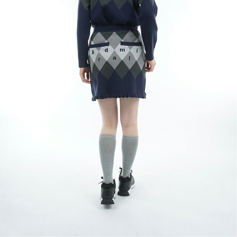 [アドミラル ゴルフ]レディース アーガイル ニットスカート　ネイビー