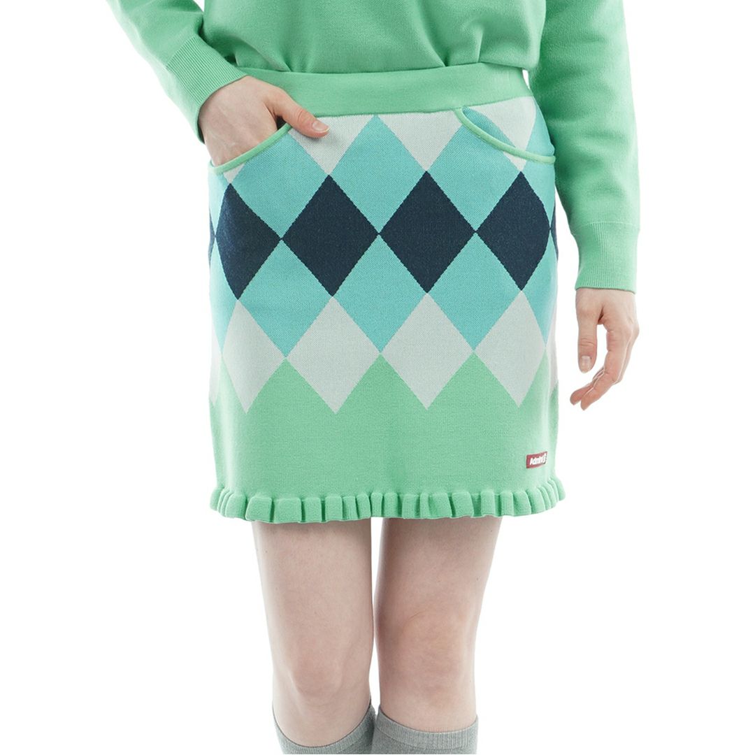 [アドミラル ゴルフ]レディース アーガイル ニットスカート　ミントグリーン