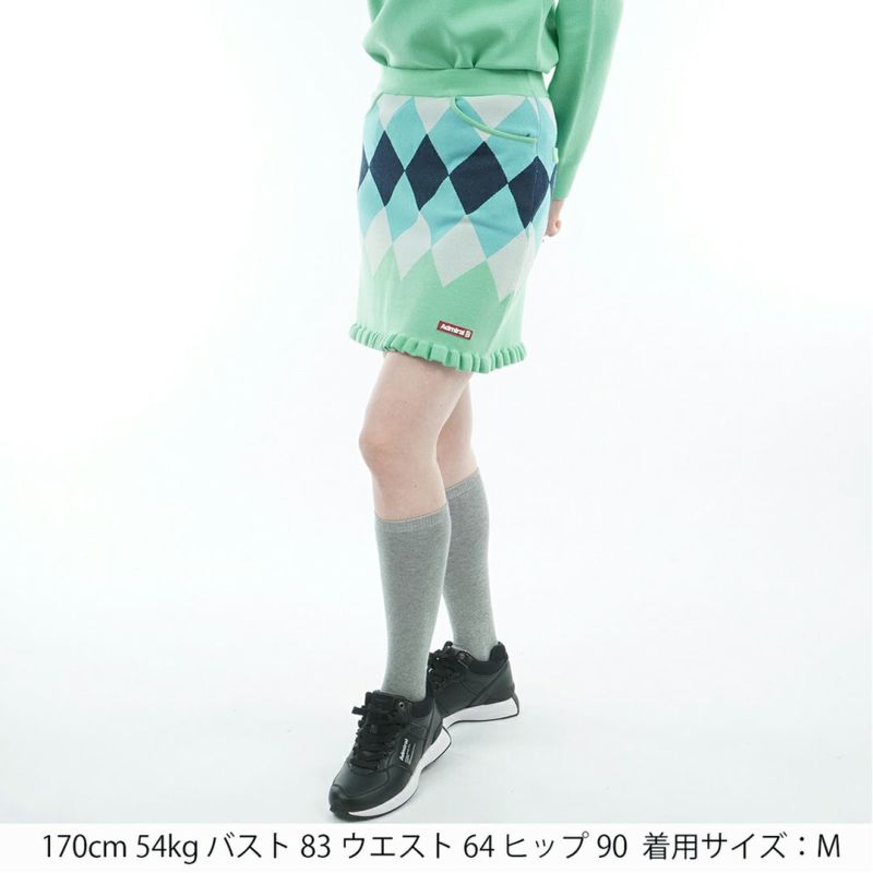 [アドミラル ゴルフ]レディース アーガイル ニットスカート　ミントグリーン