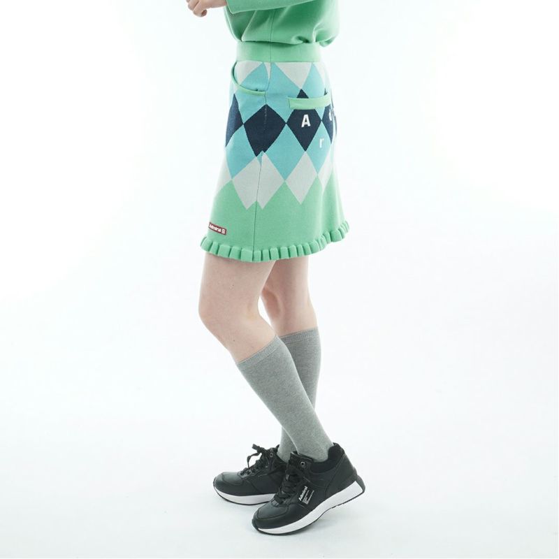[アドミラル ゴルフ]レディース アーガイル ニットスカート　ミントグリーン