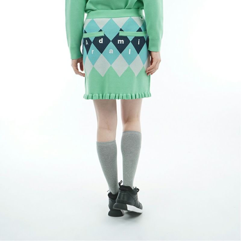 [アドミラル ゴルフ]レディース アーガイル ニットスカート　ミントグリーン