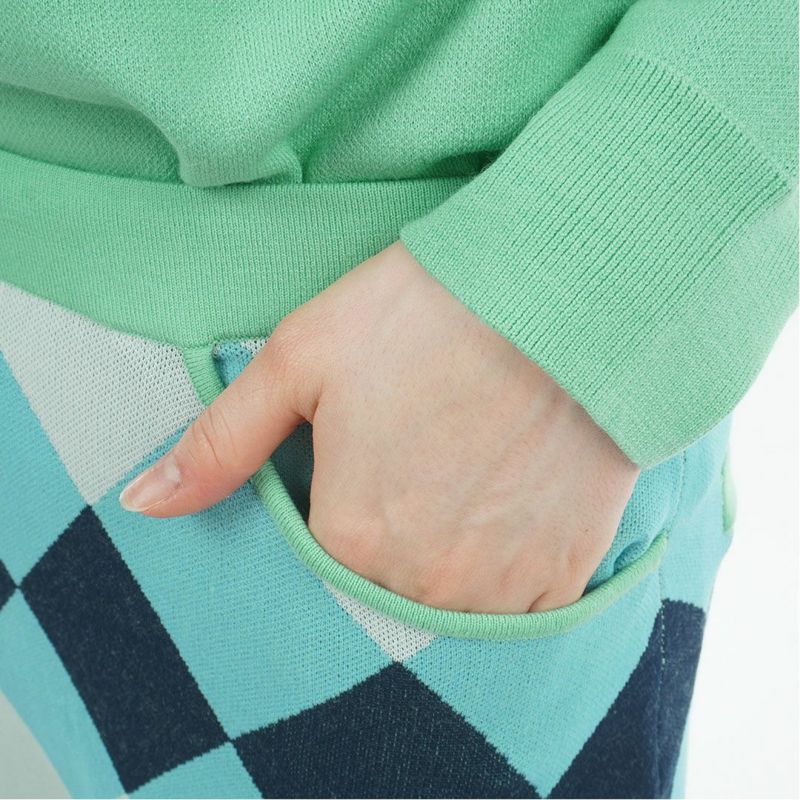 [アドミラル ゴルフ]レディース アーガイル ニットスカート　ミントグリーン