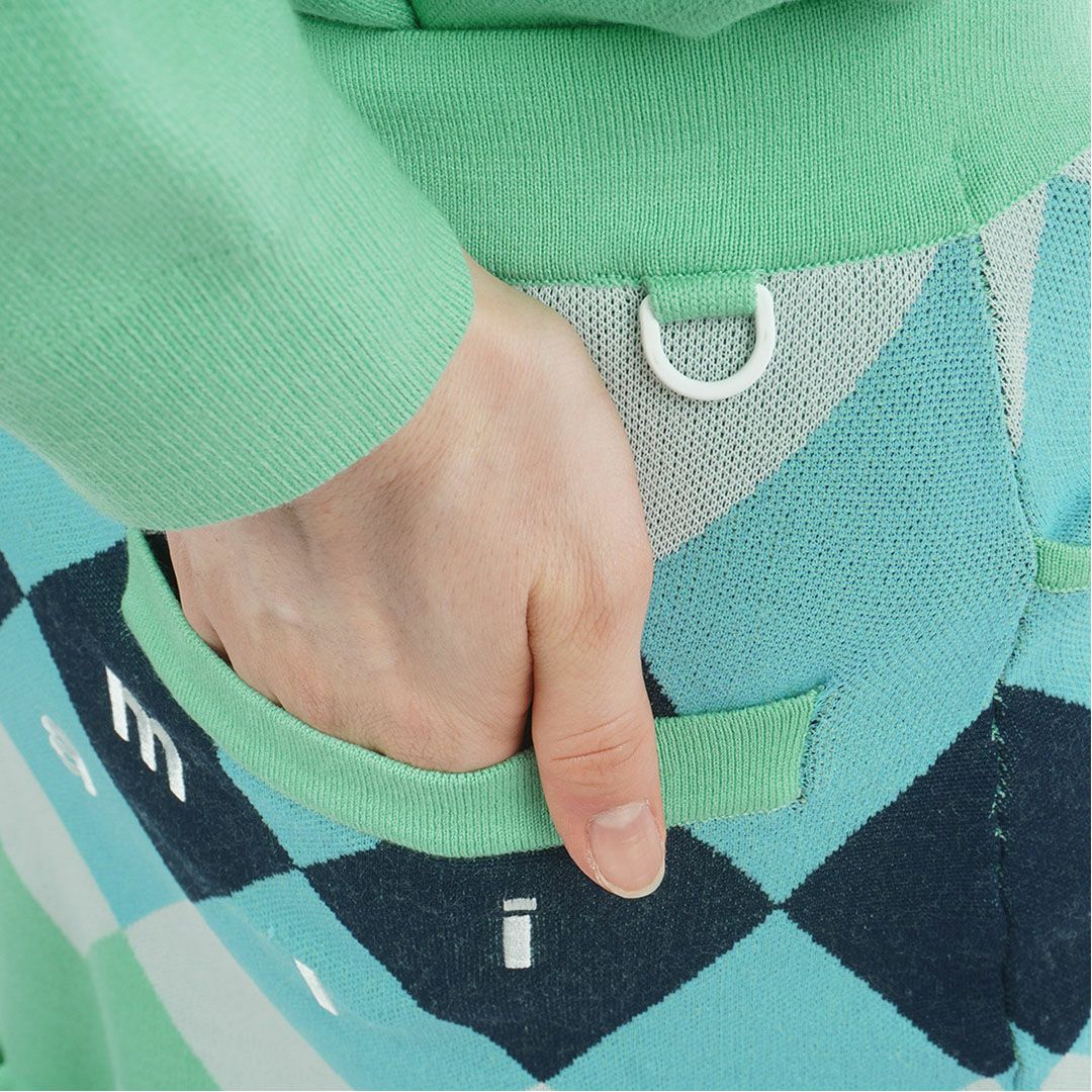 [アドミラル ゴルフ]レディース アーガイル ニットスカート　ミントグリーン