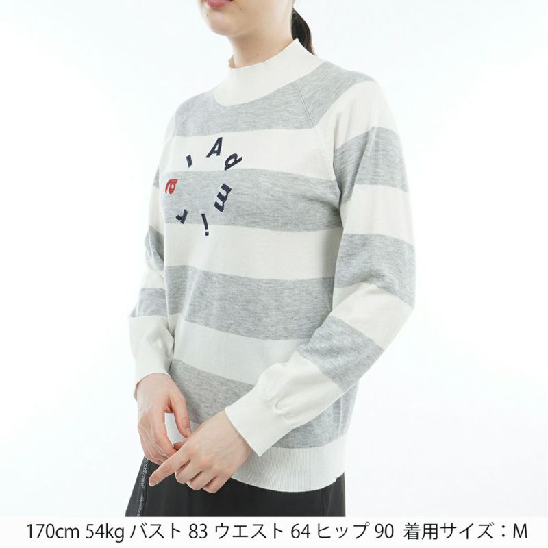 [アドミラル ゴルフ]レディース ホカタッチ ボトルネックBDセーター　ホワイト