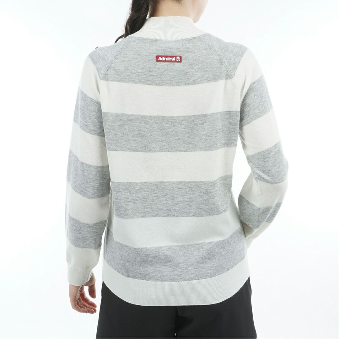 [アドミラル ゴルフ]レディース ホカタッチ ボトルネックBDセーター　ホワイト