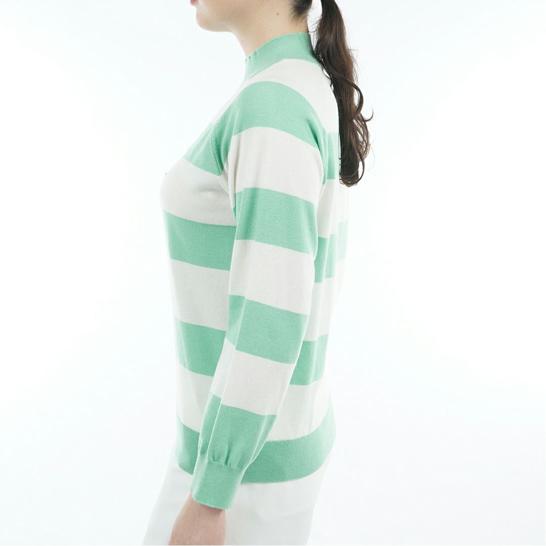 [アドミラル ゴルフ]レディース ホカタッチ ボトルネックBDセーター　ミントグリーン