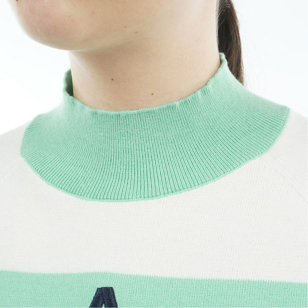 [アドミラル ゴルフ]レディース ホカタッチ ボトルネックBDセーター　ミントグリーン