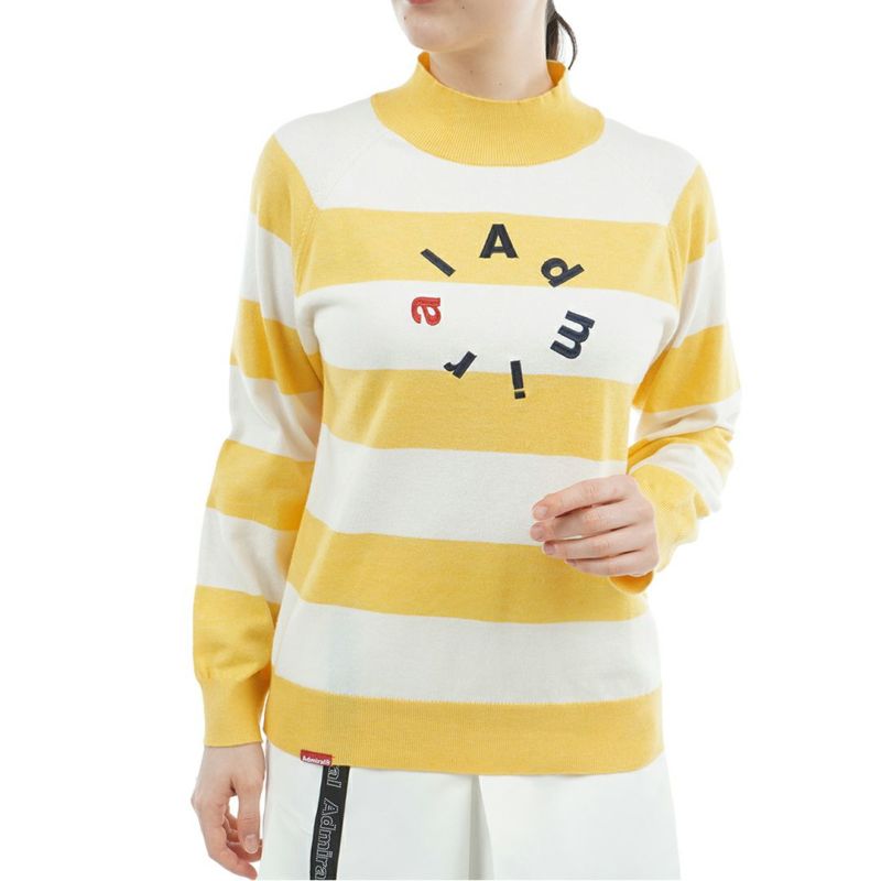 [アドミラル ゴルフ]レディース ホカタッチ ボトルネックBDセーター　イエロー