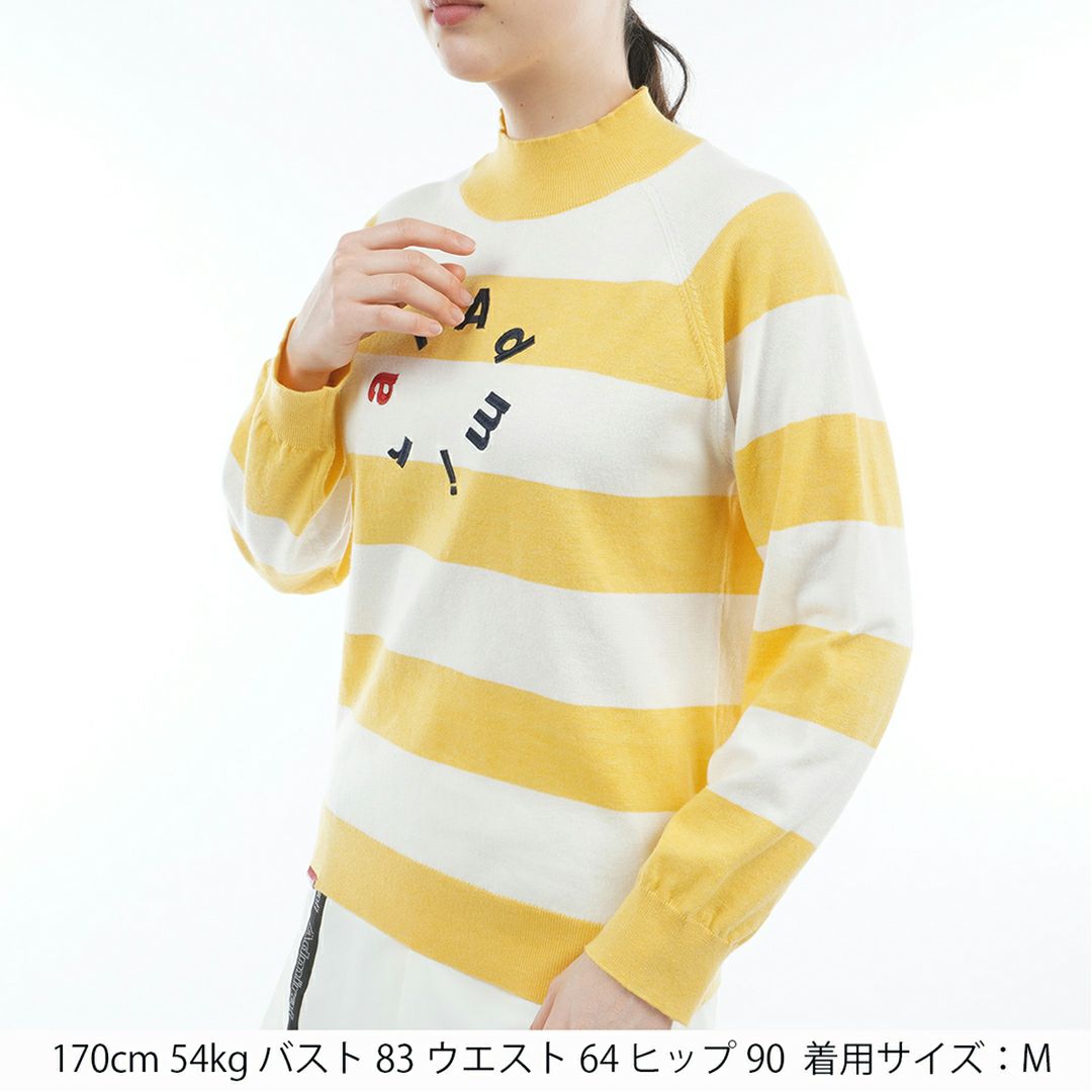 [アドミラル ゴルフ]レディース ホカタッチ ボトルネックBDセーター　イエロー