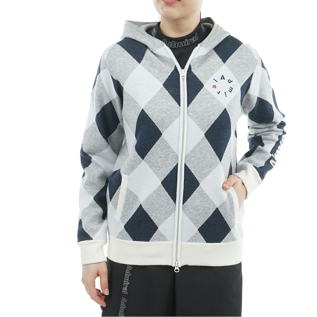 アドミラル ゴルフ Admiral GOLF レディース レディース アーガイル フーディージップパーカ ADLA575 詳細1