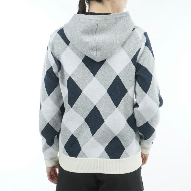 [アドミラル ゴルフ]レディース アーガイル フーディージップパーカー　グレー