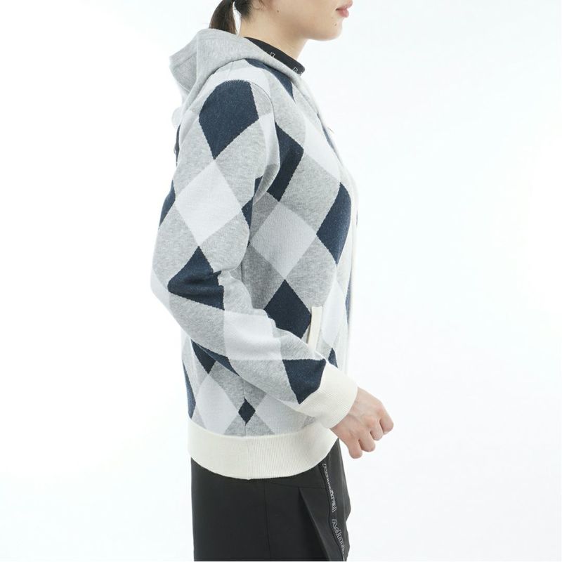 [アドミラル ゴルフ]レディース アーガイル フーディージップパーカー　グレー