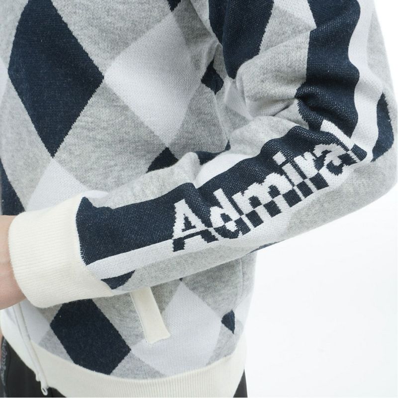 [アドミラル ゴルフ]レディース アーガイル フーディージップパーカー　グレー