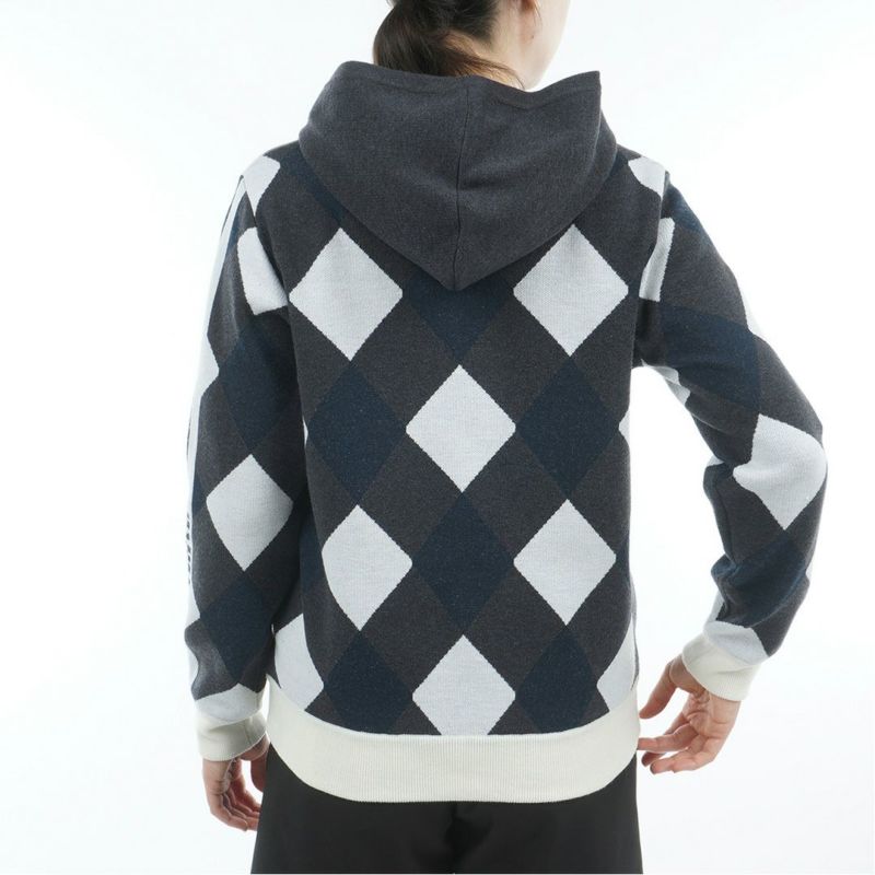 [アドミラル ゴルフ]レディース アーガイル フーディージップパーカー　ネイビー