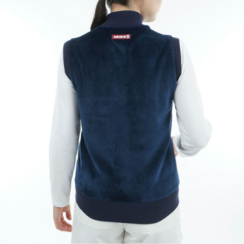 [アドミラル ゴルフ]レディース アーガイル バックボアジップベスト　ネイビー