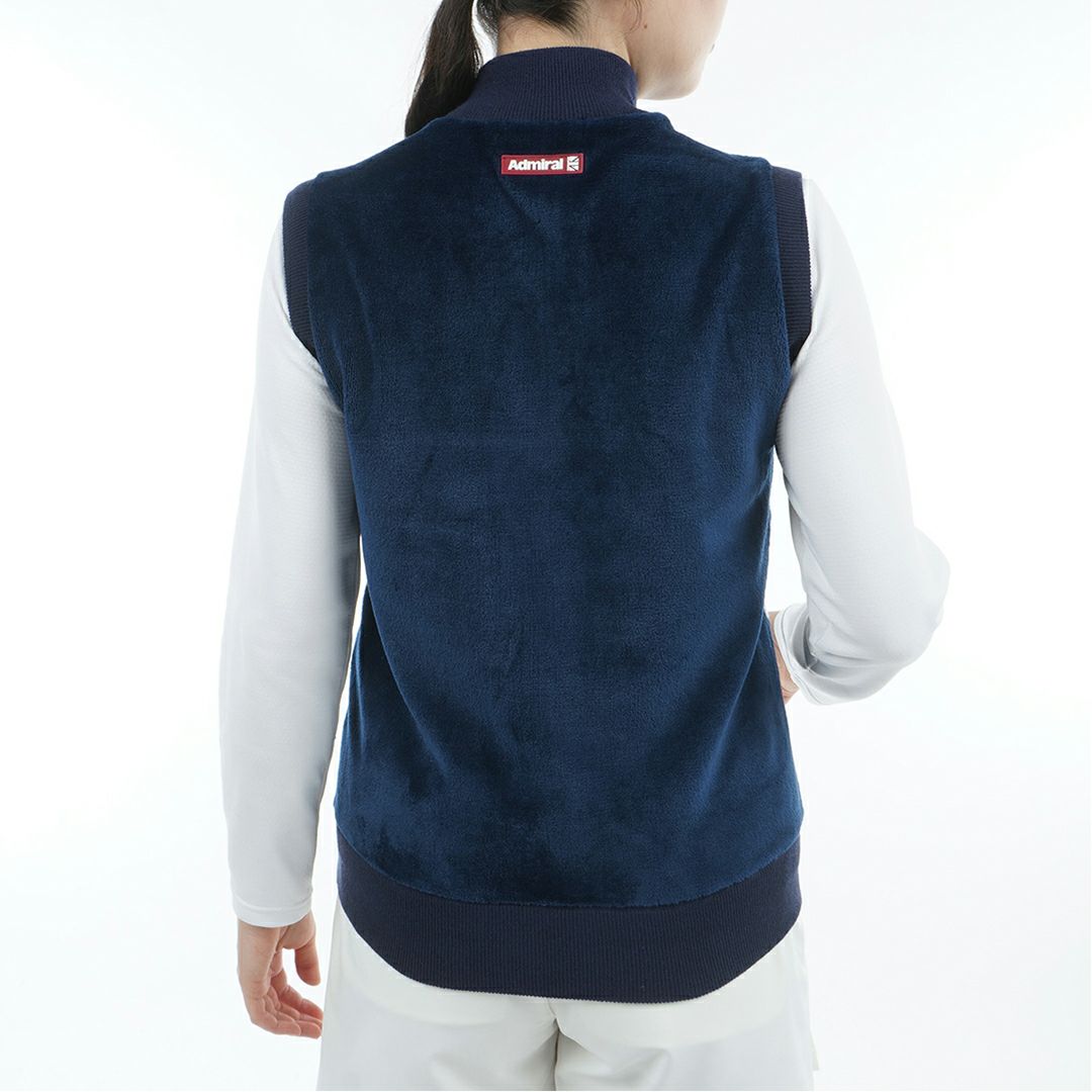 [アドミラル ゴルフ]レディース アーガイル バックボアジップベスト　ネイビー