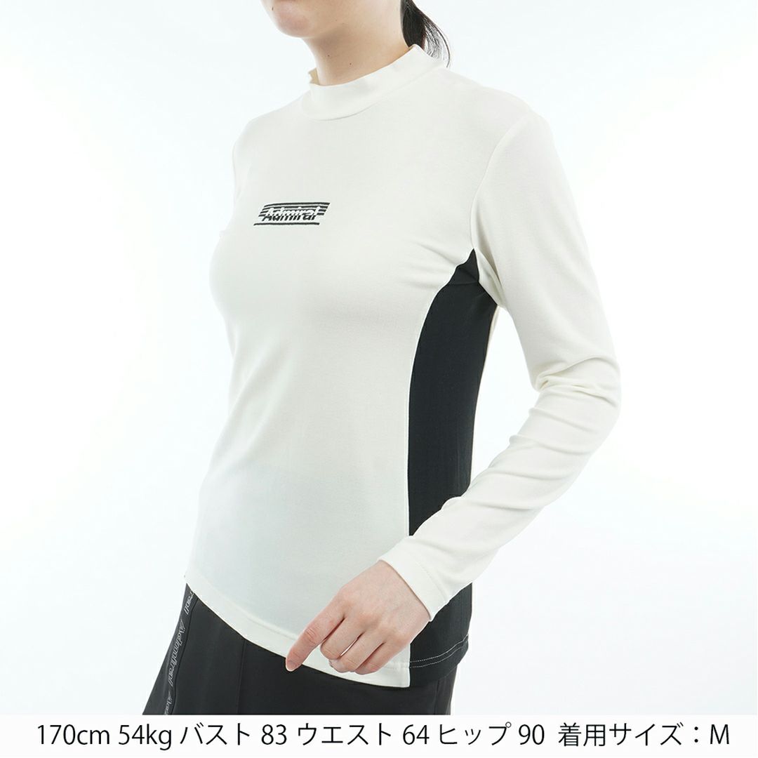 [アドミラル ゴルフ]レディース スエード起毛 モックネックシャツ　ホワイト