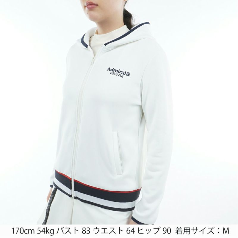 [アドミラル ゴルフ]レディース カルイシ 軽量ジップフーディーパーカ　ホワイト