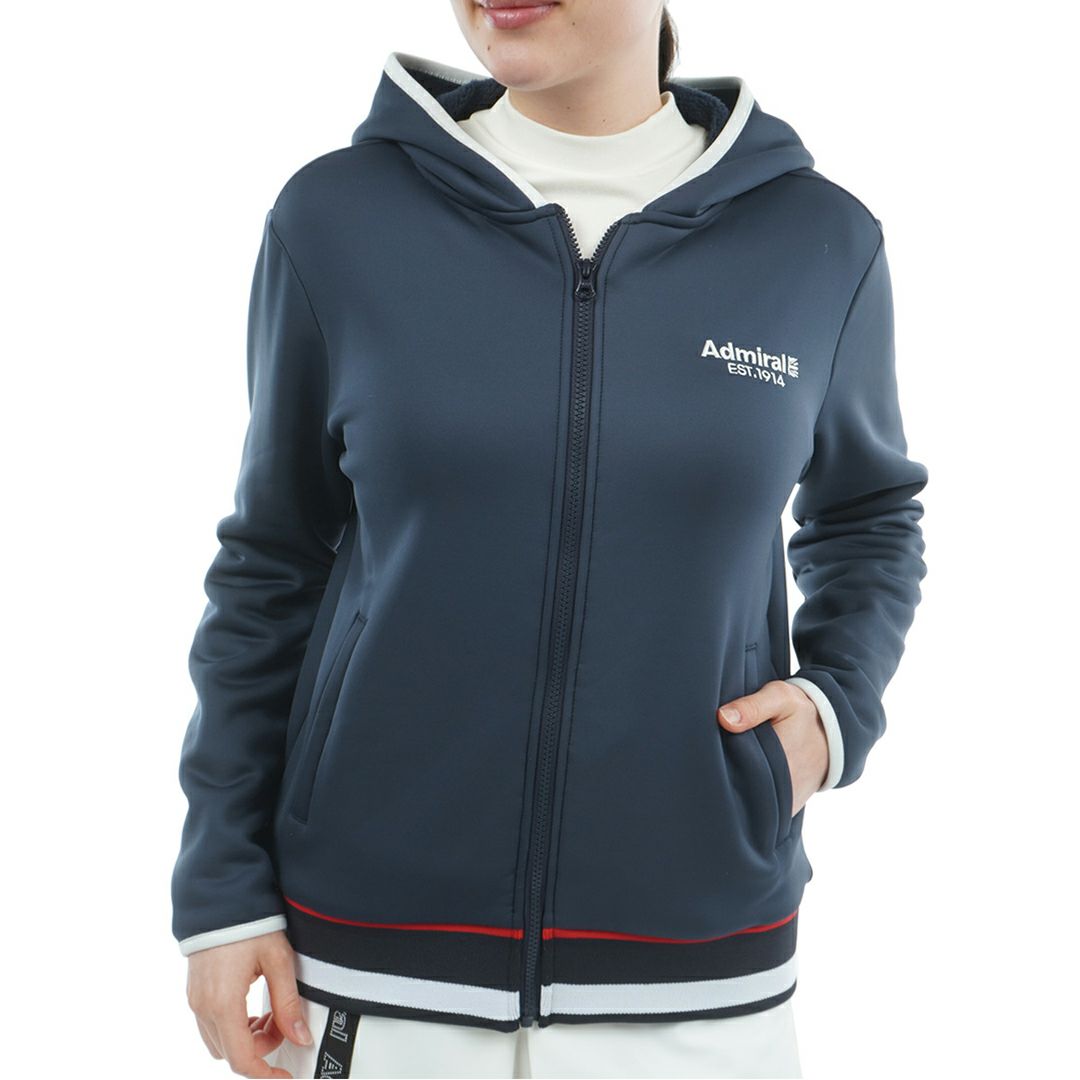 [アドミラル ゴルフ]レディース カルイシ 軽量ジップフーディーパーカ　ネイビー