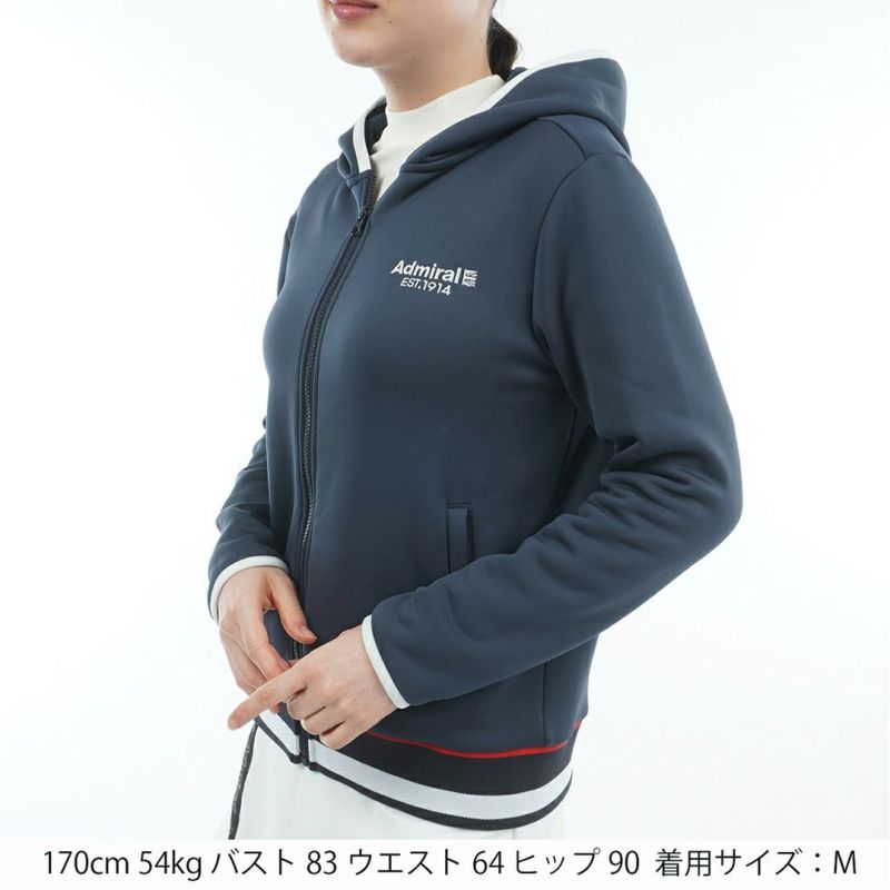 [アドミラル ゴルフ]レディース カルイシ 軽量ジップフーディーパーカ　ネイビー