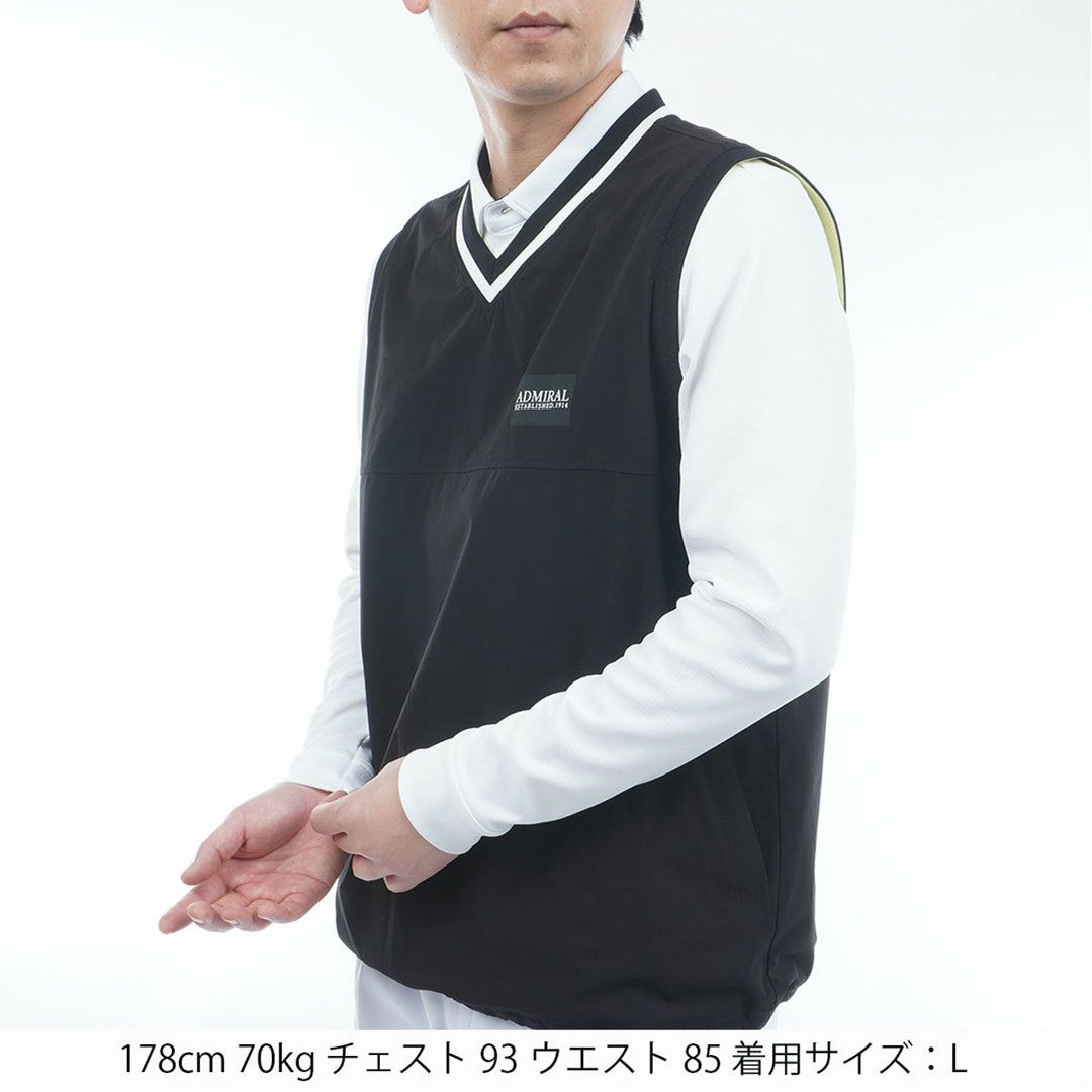 [アドミラル ゴルフ]メンズ Vネック ウィンドベスト　ブラック