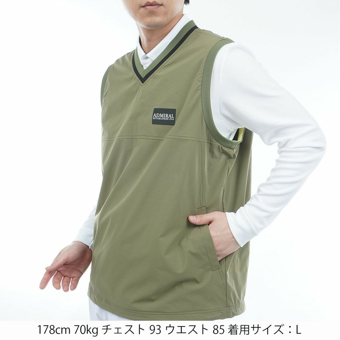 [アドミラル ゴルフ]メンズ Vネック ウィンドベスト　カーキ